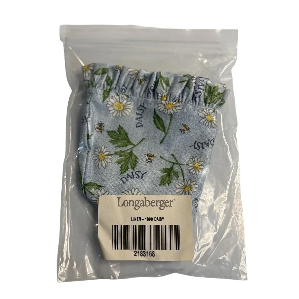 Longaberger Basket Fabric‎ Liner Blue Daisy Bee Floral Ruffle Trim New NIP